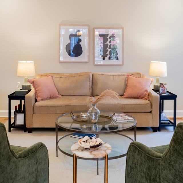 Refinished Flooring and Modernized Trim
The refinished hardwood and new trim work bring warmth and sophistication to the bedroom, complementing its traditional furniture.